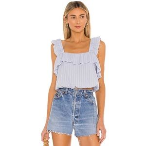 REVOLVE Show Me Your Mumu Rosalina Crop Ruffle Top in Periwinkle Blue